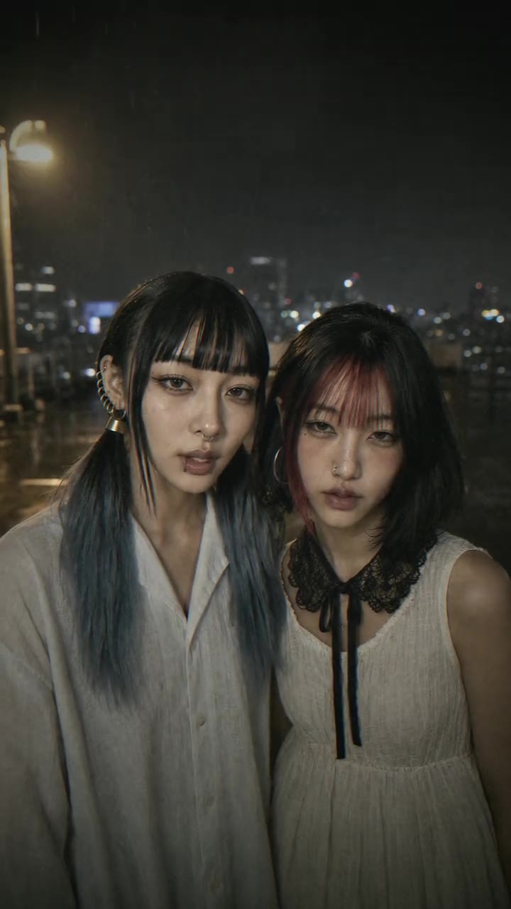夜景を背にした2人のアーティスト写真